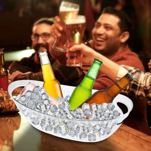 2-Pack Ice Buckets for Parties, Acrylic Ice Buckets Bowls 5.5L Large Champagne Wine Beer Cooler Chiller Bin with Scoops, B...