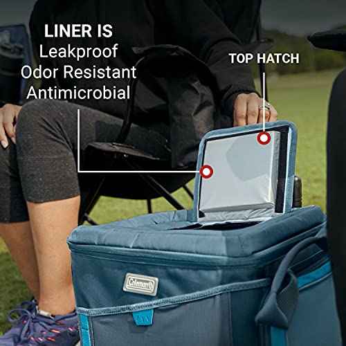 Coleman Sportflex 42-Can Wheeled Soft Cooler, Leakproof Cooler with Heavy-Duty Wheels & Expandable Pockets, Keeps Contents Cold up to 34 Hours