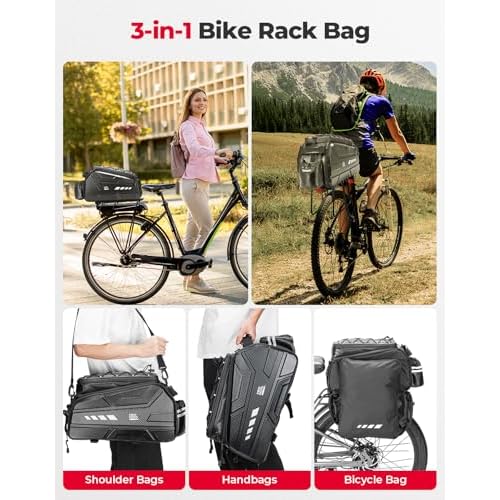 KEMIMOTO Bike Bag 40L EVA Hard Shell, Upgraded Ebike Rear Rack Bag with Waterproof Cover, Bicycle Trunk with Multi-layer Insulation for Commuter Travel Outdoor