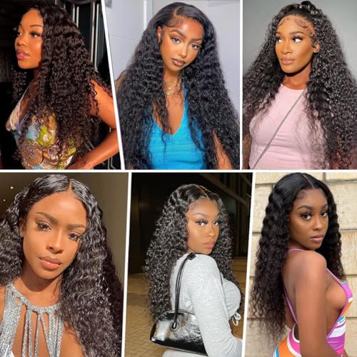22 Inch 13x6 Deep Wave Lace Front Wigs Human Hair Deep Wave Frontal Wig 13x6 HD Lace Front Wigs Pre Plucked with Baby Hair Virgin Human Hair Wig for Women Natural Color