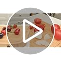 4-PCS Bamboo Cutting Board Set with Innovative Stand - Durable Double Sided Wooden Cutting Board with Juice Groove & Handl...