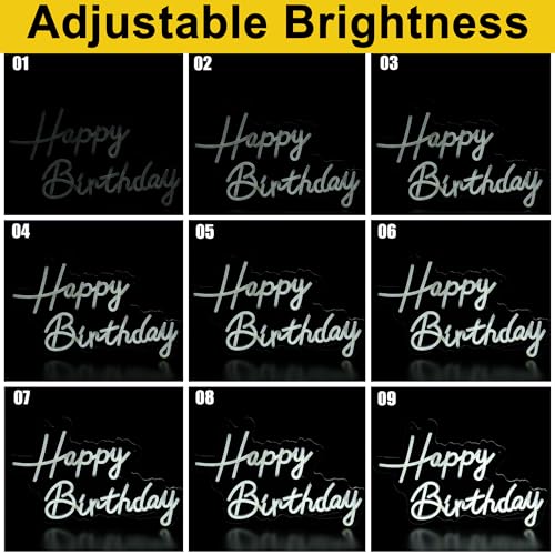 Mornajina 16.5'' x 11.8'' Happy Birthday Neon Sign for Backdrop Wall Decor, USB Powered Happy Birthday Led Sign for Backdr...