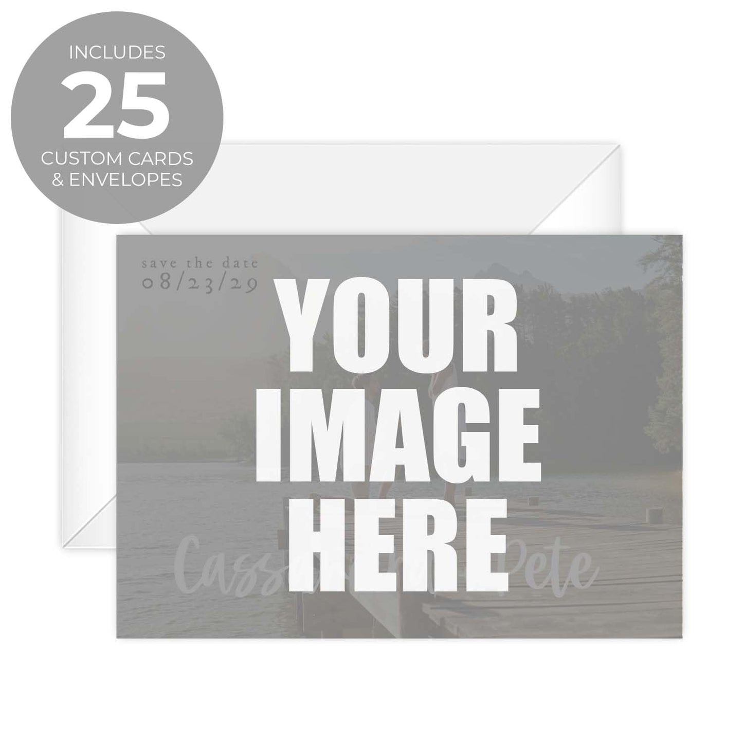 Personalized Image Cards / 25 Upload Your Own Design Cards With White Envelopes / 5" x 7" Flat Fully Customized DIY Logo Cards With Blank Back/Made In The USA