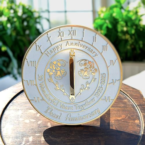 Anniversary Sundial Gift for 30th Pearl Wedding Anniversary in 2025 - Recycled Metal Home Decor Or Garden Present Idea - Handmade in UK for Him, Her Parents Or Couples 30 Year Celebration