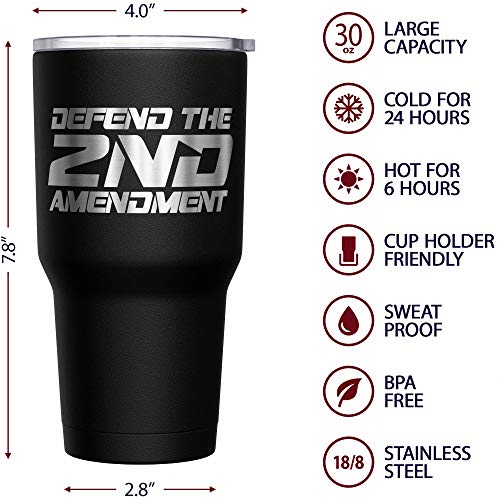 We The People Holsters - Defend The Second Amendment - Coffee Tumbler - American Flag Coffee Travel Mug - Engraved Tumbler...