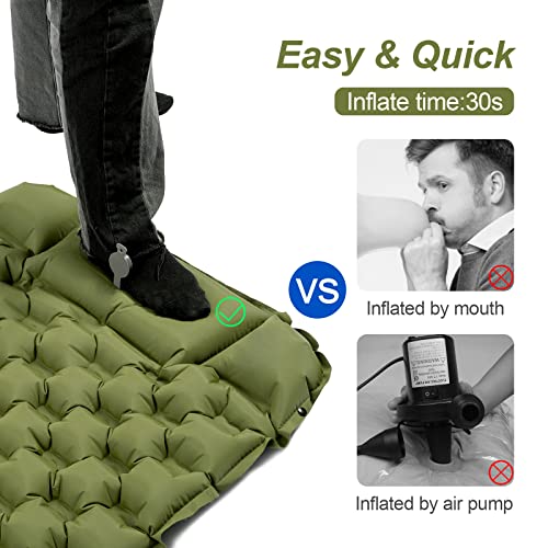 Night Cat Ultralight Tent 1 Person with Camping Sleeping Bag and Inflatable Sleeping Pads Mat Bed with Pillow Foot Pump fo...