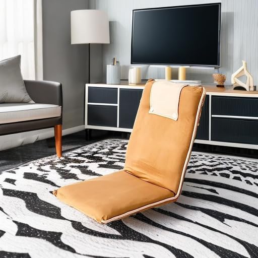 bonVIVO II Floor Chair with Back Support - Adjustable Gaming & Meditation Chair, Portable Folding Sofa Sleeper, Folds Flat - Beige