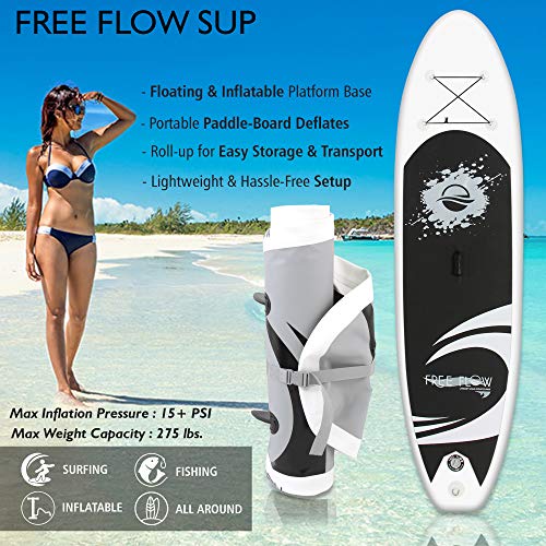 SereneLife Inflatable Stand Up Paddle Board with Premium SUP Accessories – Wide Stable Design with Non-Slip EVA Deck Pad f...