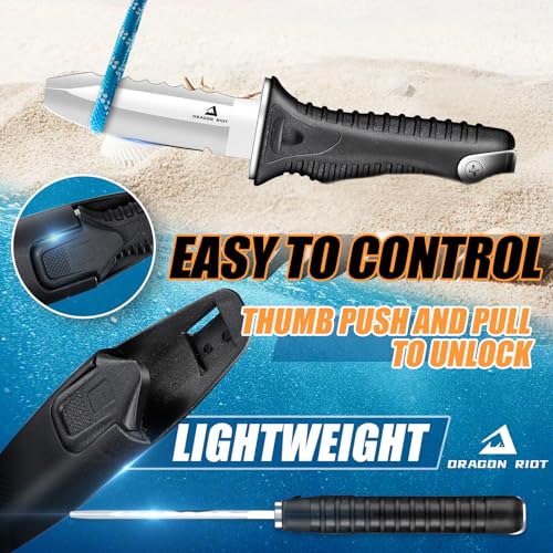 DRAGON RIOT Dive Knife with Sheath & Leg Straps Saltwater, Ultra Sharp Diving Knife with Knife Holster, Double Edged Scuba...