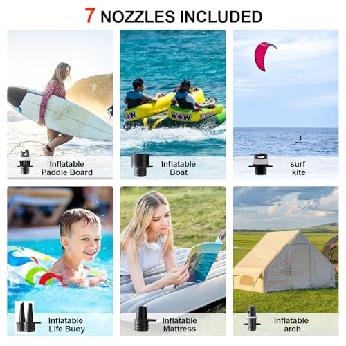 Portable Paddle Board Pump, Electric SUP Air Pump, High Pressure Inflator Rechargeable Battery-Powered for Inflatable Stan...