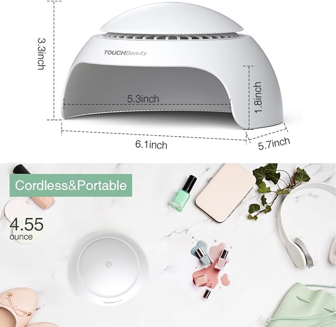 TOUCHBeauty Nail Dryer for Kids Teens Beginners: LED Fan & Light, Safe, Battery Powered, Non-Hands Tanned Version (TB-2130)