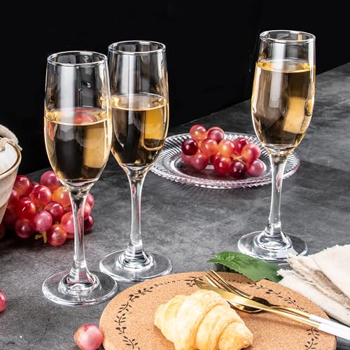 UMEIED Champagne Flutes Set of 12, 6 Oz Premium Champagne Glasses for Parties, Weddings, Classic Sparkling Wine Glass, Cry...