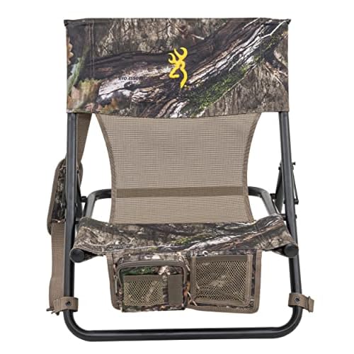 Browning Low-Profile Woodland Hunting Chair with Flat-Folding Design, Durable Steel Frame, Hanging Call Organizer Pocket, and Padded Shoulder Carry Strap