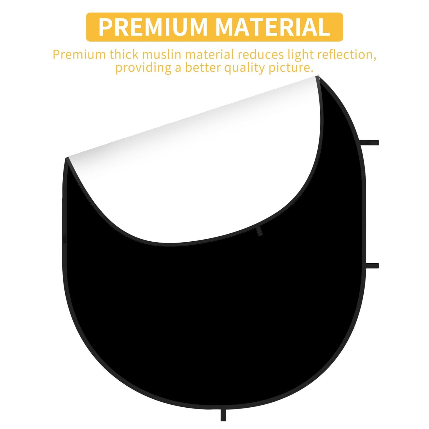 Kate Collapsible Backdrop Audition Backdrop for Headshot Photography,Video Conference,Live Streaming(5'x6.5',1.5x2m,Black/White)