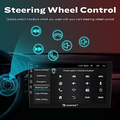 Kunfine Car CarPlay Android Auto Navigation Stereo GPS Radio Reverse Camera Display 9" IPS Touchscreen Headunit Tablet Pad...