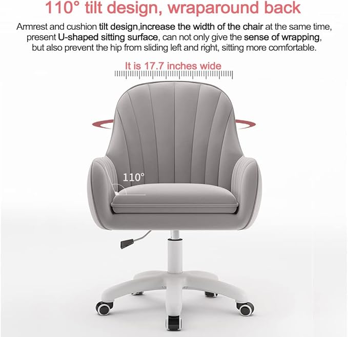 XUEGW Home Office Chair Computer Chair with Mid-Back Upholstered Modern Tufted Computer Task Chair Swivel Height Adjustable Velvet Accent Chair