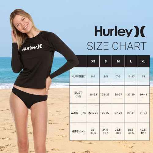 Hurley Rash Guard for Women, Womens Rash Guard Long Sleeve Shirts, Rashguard Swim Shirt Women UPF 50+ SPF & UV Protection