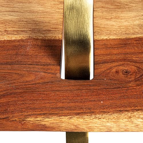 Creative Co-Op Acacia Wood Serving Board on Gold Stand
