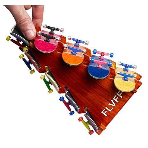 Fingerboard Display Rack Storage Organizer Exhibit Finger Skate Rail ramps and Parks (RA2) (Brushed Brown)