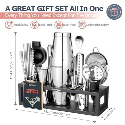 HMYBAR® Mixology Bartender kit | Cocktail Shaker Set | Boston Shaker Set, 20/28 OZ | Martini Making Set for Home Bar. Tota...
