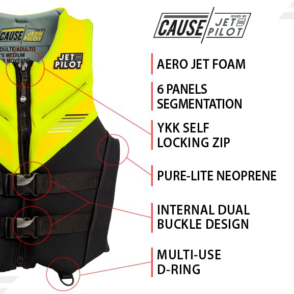 Jetpilot Cause Neoprene Coast Guard Approved Life Jacket PFD