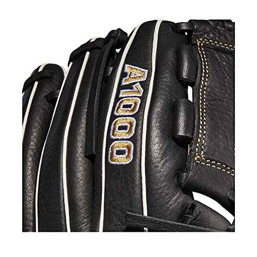 Wilson 2022 A1000 P12 12" Fastpitch Pitcher's Glove - Left Hand Throw, Black/Metallic Gold/White