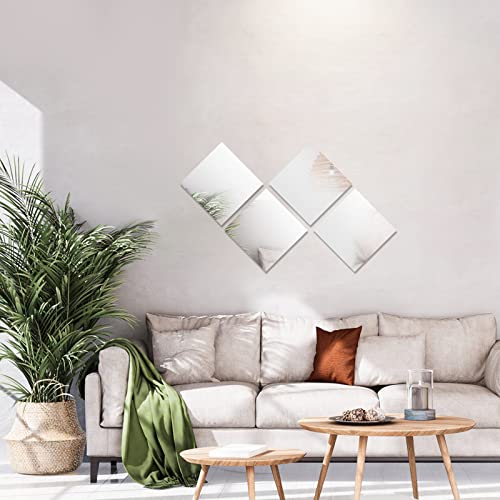 Suwimut Set of 12 Square Mirrors for Centerpieces, 10 x 10 Inch Glass Mirror Tray Candle Plates Wall Mounted Glass Mirror ...