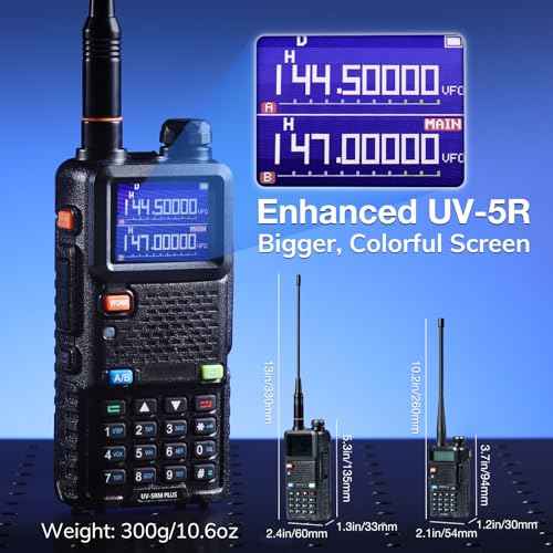 BAOFENG UV-5RM Plus 10W Dual Band Ham Radio Handheld, NOAA FM Airband Receiver, Long Range Two Way Radio with 8" & 15" ANT, Programming Cable, 2500mAh Battery USB-C Port, Chirp Compatible, 2 Packs