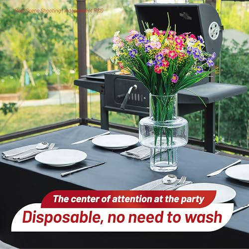 Plastic Tablecloth Roll, 410 Ft x 54 In Plastic Table Cloth Disposable Black Tablecloth Roll Premium PEVA Waterproof Black...
