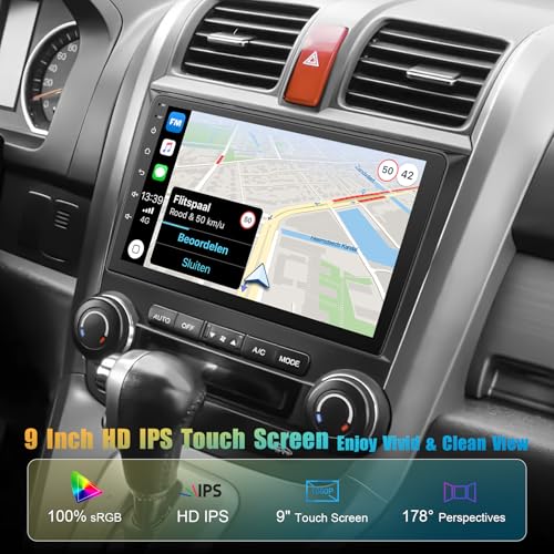 4G+64G Android 12 Car Radio for Honda CRV 2007-2011, 9'' Head Unit Stereo with WiFi/5G, Wireless CarPlay+Android Auto, GPS...