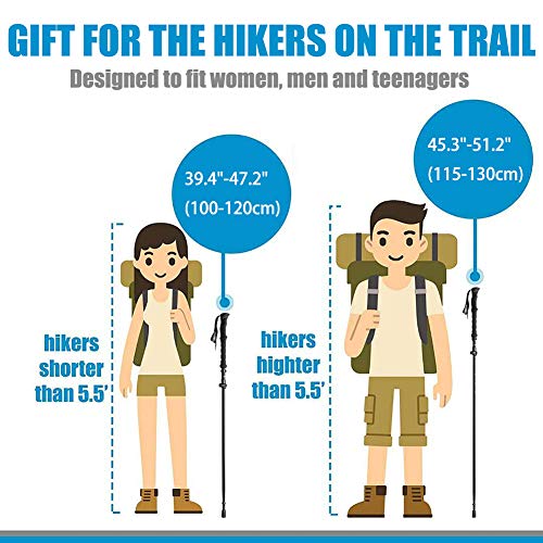 Travel Folding Trekking Hiking Pole with Carrying Case,Collapsible Cane Adjustable Walking Stick Portable Mobility Aid for...