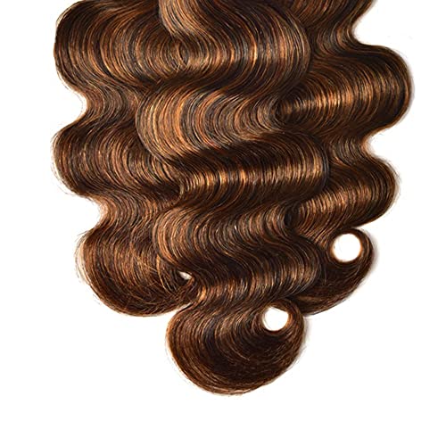 Human Hair Bundles 8 10 12 Inch Chocolate Brown P4/30 Body Wave Bundles Human Hair 100% Unprocessed Soft Sewn In Hair for Black Women with Double Weft