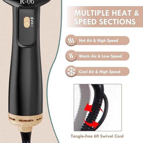 Lopeie Hair Dryer Brush Blow Dryer Brush and 5 in 1 Curling Wand Set, Gold