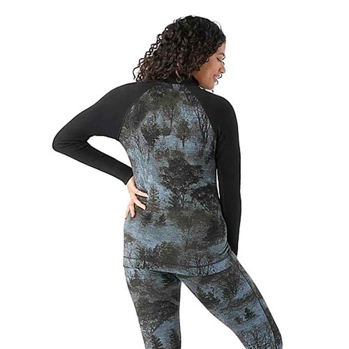 Smartwool Women's Classic Thermal Merino Base Layer 1/4 Zip Black Forest Xs