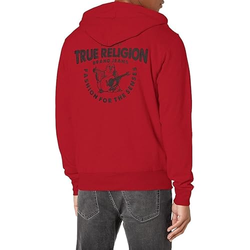 True Religion Men's Puff Print Core Zip Up Hoody ? Full Zip with Graphic