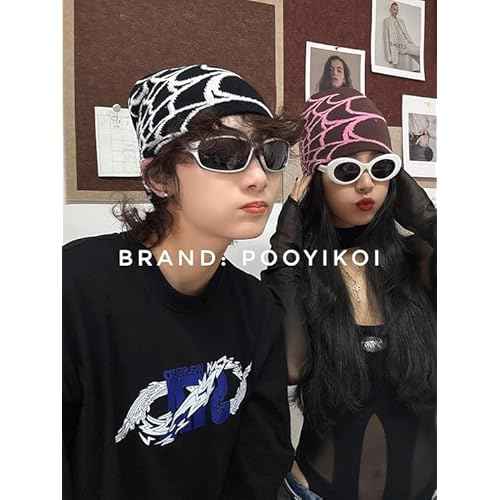 Y2K Knitted Beanies Hat Men Women Graphic Vintage Cap Gothic Warm Knitted Hat Streetwear Trend Beanie