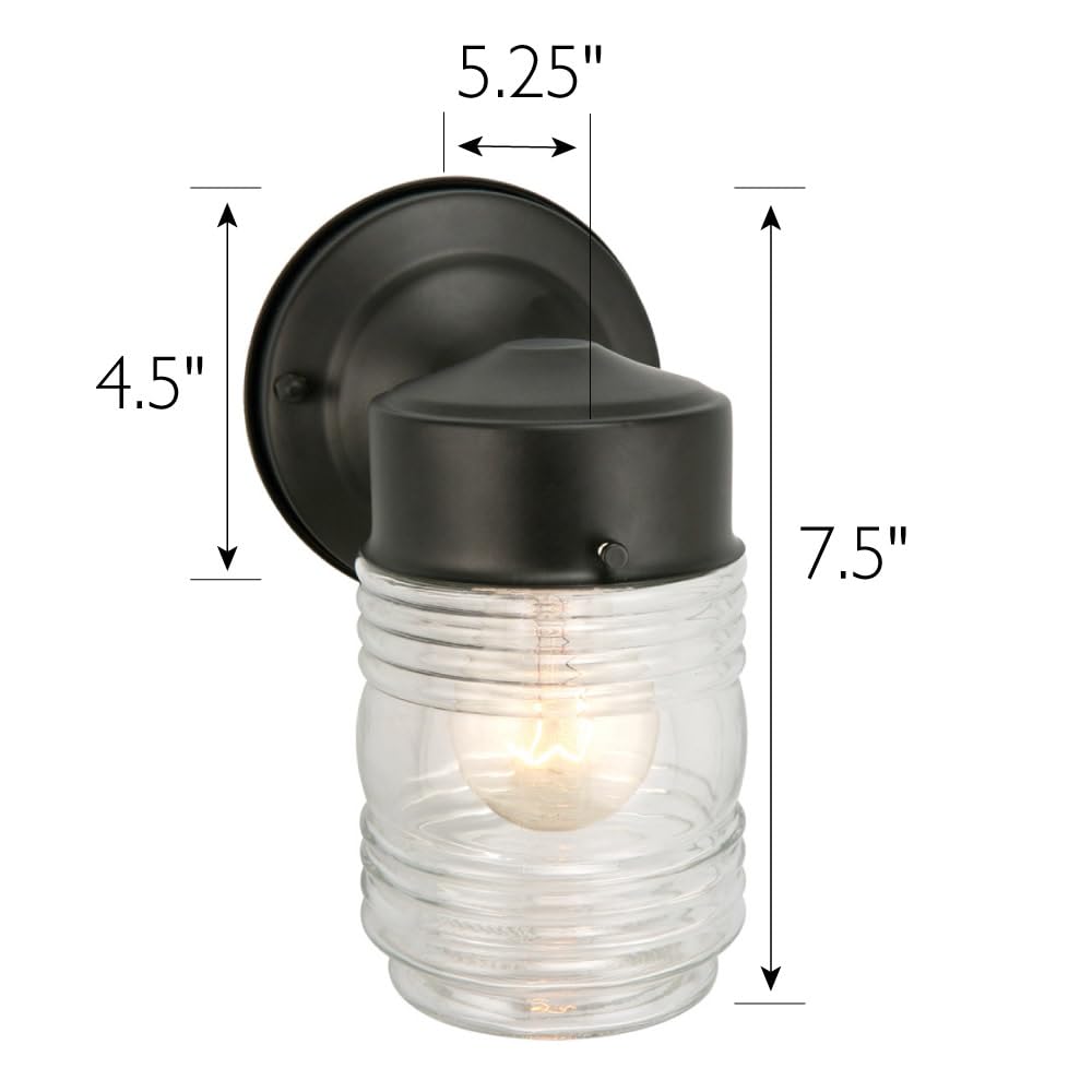 Design House 502195 Jelly Jar 1 Light Indoor/Outdoor Wall Light, Black