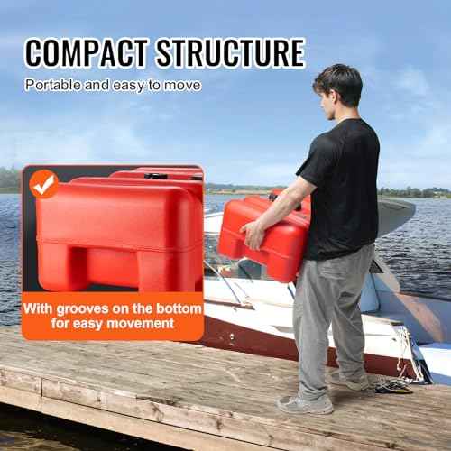 VEVOR Marine Tank, 14.53 Gallon/55L, Boat Tank with 9.8 ft Long Hose, Two-Way Vent Cap, High-Density Polyethylene, Leak-Proof, Visible Gauge, Easy to Carry, for Outboard Engine Fishing Boat Yacht