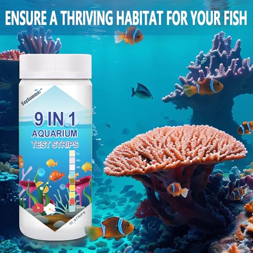 Aquarium Test Strips for Fish Tank: 9 in 1 Aquarium Ammonia Test Strips for Fish Tank - 50 Counts Aquarium Water Test Kit ...