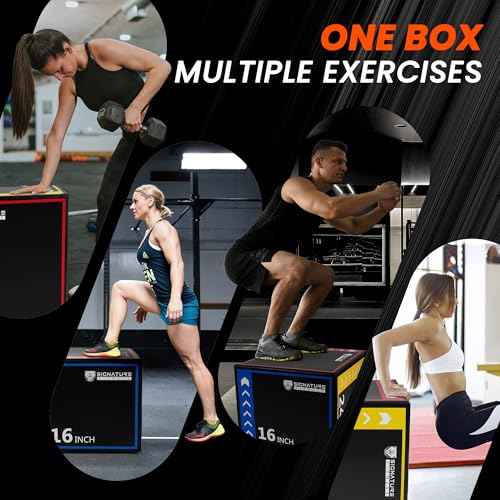 Fitvids Foam Plyo Jumping Exercise Box, 16¡±x20¡±x24¡± plyometric jump box for Home Gym Workout, High Density Foam Core and Non-Slip Surface, Suitable for Box Jumps, Step-Up, Box Squat, Fitness Training