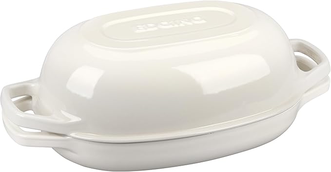 Enameled Cast Iron Oval Dutch Oven Pot with Lid, Dutch Oven for Sourdough Bread Baking, Oval Bread Pan, Bread Oven, Bread Dutch Oven, 5qt, White
