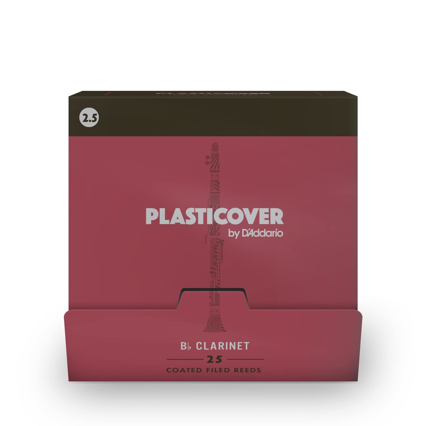 Daddario Plasticover By Daddario Bb Clarinet Reeds, Strength 2.5, 25-Pack