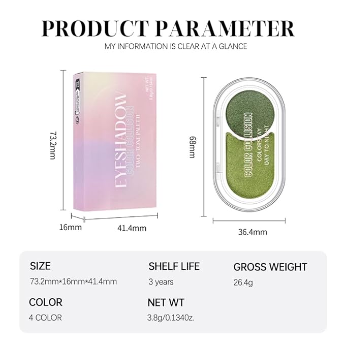 Dual-Color Pearl Eyeshadow Palette β High Pigment Shimmer Eyeshadow Duo, Grass Green & Green Shimmer Eye shadow , Silky Blendable Texture, Waterproof Long-Lasting Eye Makeup for Daily & Glam Looks 02#