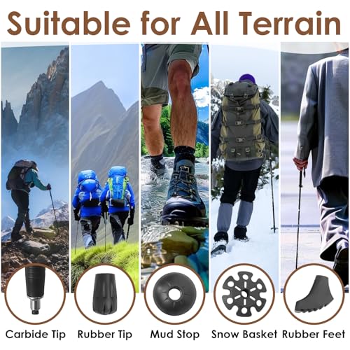 Hiking Poles Collapsible Trekking Poles, Lightweight Folding Walking Stick for Travel with EVA Handle, Walking Stick for W...