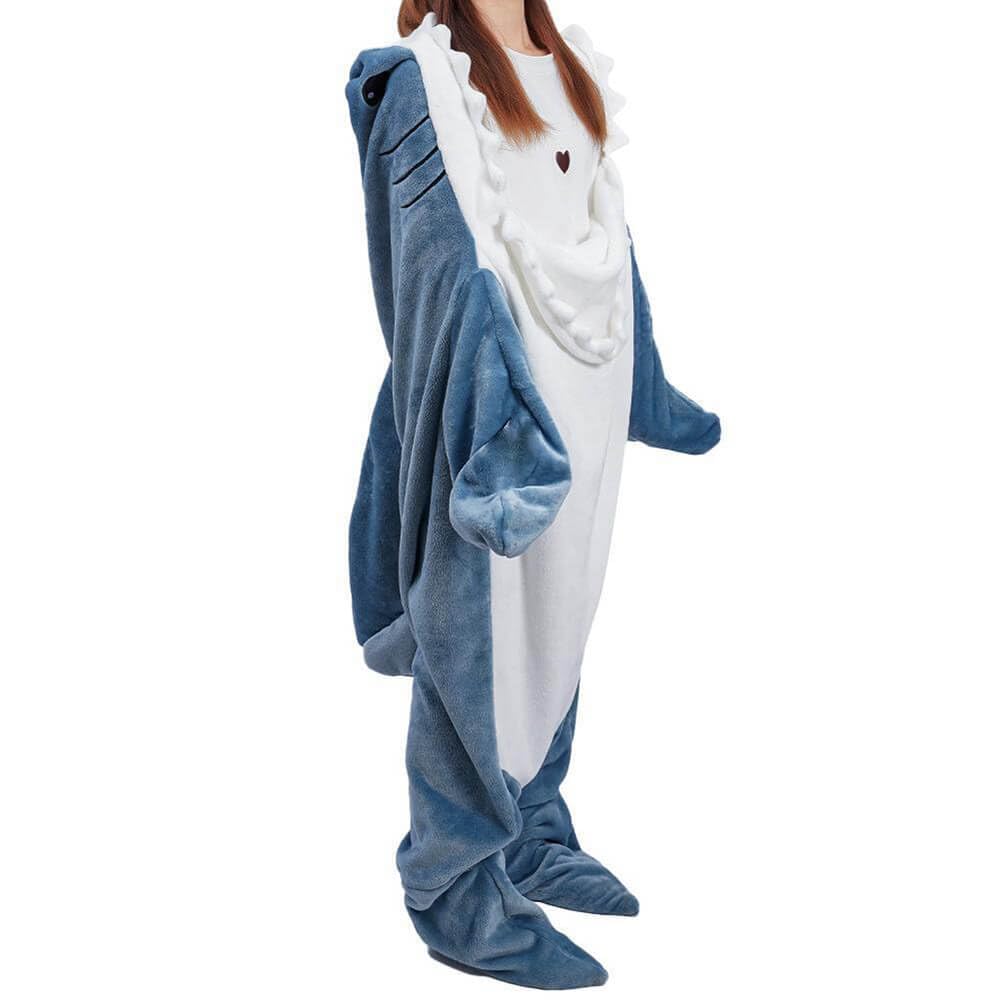 inkArts Shark Blanket Hoodie Adult, Wearable Shark Blanket, Shark Sleeping Bag, Soft Cozy Warm Flannel Hoodie, Shark Blanket Onesie