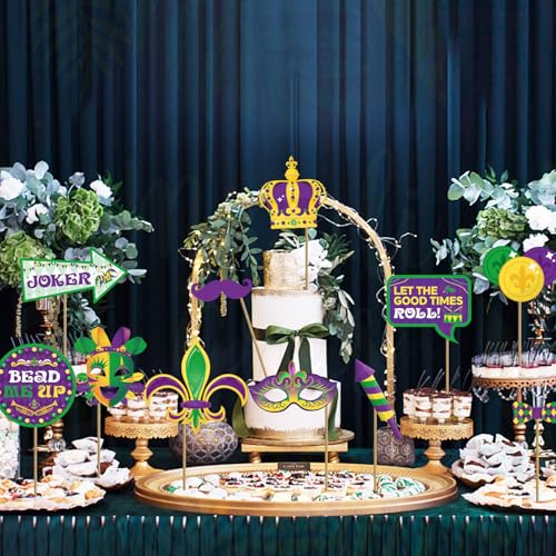 36pcs Mardi Gras Photo Booth Props, Mardi Gras Decorations, Masquerade Photo Booth Props for New Orleans Party Decorations