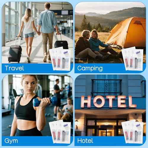 Travel Toiletries Supplies Kits Disposable Toiletry Amenities Set in Bulk, Hygiene Trial Size Personal Essentials Individually Wrapped for Camping, Hotel, Guest, Homeless, Charity, 5-in-1 (40-Pack)
