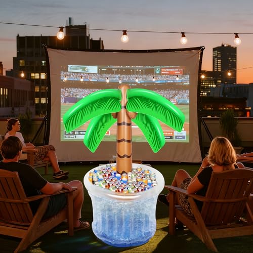 Zcaukya Inflatable Palm Tree Cooler, 60" Blow Up Palm Tree Cooler for Tropical Party Decorations, Hawaiian Party Supplies ...