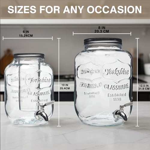 Glass Drink Dispenser 3.8L,Water Dispenser with Tap, Drink Dispenser for Party & Outdoor Use, Jug for Water, Juice,(BBQ, P...