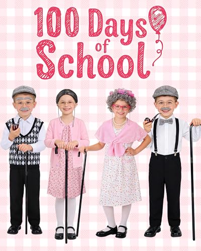 Vivrerizo Old Lady Costume for Kids - Grandma Costume for Girls 100 Days of School Funny Granny Dress Up Party Cosplay